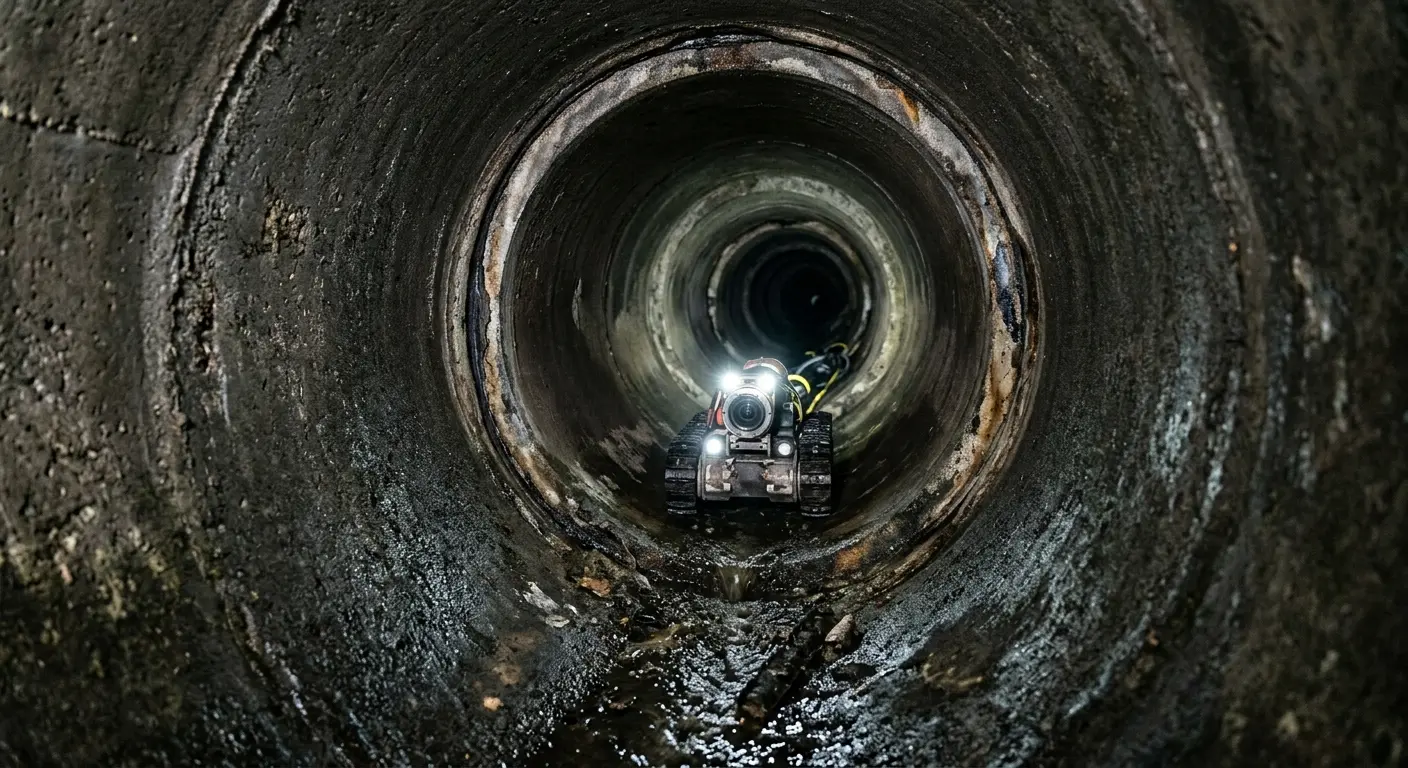 Robotic sewer camera inspecting pipe interior for Drain Snake Service in Auburn Hills